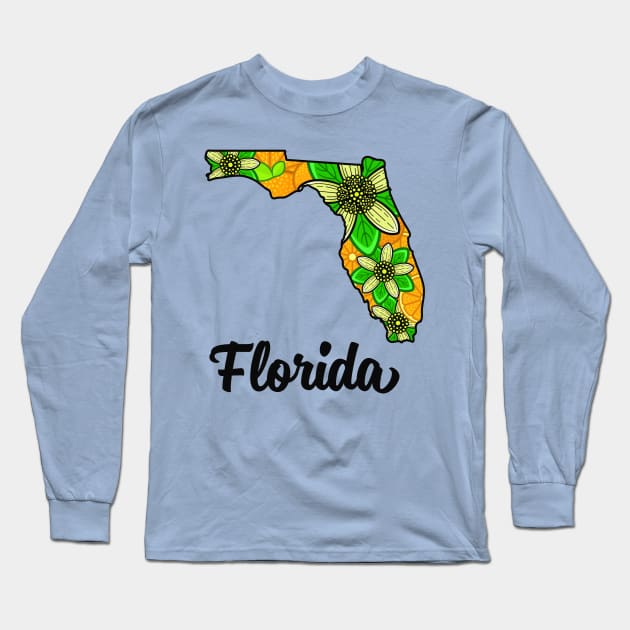 Florida State Flower Orange Blossoms Long Sleeve T-Shirt by Pangea5